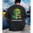 Readasaurus Reading Dinosaur Book Reader Bookworm Men's Back Print T-Shirt