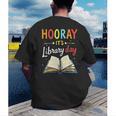Reading Books Bibliophile Hooray It's Library Day Men's Back Print T-Shirt