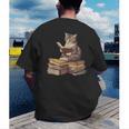 Reading Cat Book Lover Men's Back Print T-Shirt
