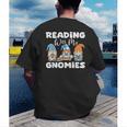 Reading With My Gnomies Gnomes Books Lover Bookworm Men's Back Print T-Shirt