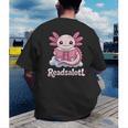 Readsalotl Axolotl Reading Cute Book Lover Bookworm Men's Back Print T-Shirt Readsalotl Axolotl Reading Cute Book Lover Bookworm Men's Back Print T-Shirt