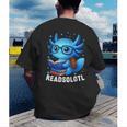 Readsolotl Blue Kawaii Axolotl Book Lover Reading Men's Back Print T-Shirt