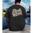 Retro Book Worm Reading For Book Lovers Men's Back Print T-Shirt