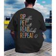Sip Coffee Pet Cats Read Books Repeat Book Cat Lover Men's Back Print T-Shirt
