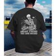 Skeleton Reading Book Anxious Stressed True Crime Obsessed Men's Back Print T-Shirt