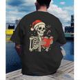 Skeleton Reading Book Christmas Teacher Librarian Book Lover Men's Back Print T-Shirt
