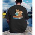 Squirrel Reading Book Glasses Bookworm Librarian Men's Back Print T-Shirt Squirrel Reading Book Glasses Bookworm Librarian Men's Back Print T-Shirt