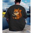 Squirrel Reading Book Lover Men's Back Print T-Shirt Squirrel Reading Book Lover Men's Back Print T-Shirt