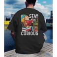 Stay Curious Monkey Reading Book Lover Bookworm Men's Back Print T-Shirt