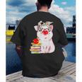 Teacher Pig Cute Farm Animal Book Lover School Student For Men Women Kids Men's Back Print T-Shirt