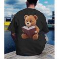 Teddy Bear Reading a Book Men's Back Print T-Shirt