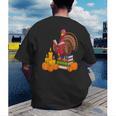 Turkey Reading Books Fall Thanksgiving Teacher Book Men's Back Print T-Shirt