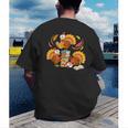 Turkey Reading Books Fall Thanksgiving Teacher Librarian Men's Back Print T-Shirt Turkey Reading Books Fall Thanksgiving Teacher Librarian Men's Back Print T-Shirt