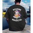 Unicorn Teacher Reading Is Magical Book Men's Back Print T-Shirt Unicorn Teacher Reading Is Magical Book Men's Back Print T-Shirt