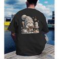 Vintage Cute Gnome Reading Book Coffee Cute Gnome Graphic Men's Back Print T-Shirt Vintage Cute Gnome Reading Book Coffee Cute Gnome Graphic Men's Back Print T-Shirt