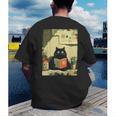 Vintage Japanese Cat Book Lovers Librarian Cat Dad Teacher Men's Back Print T-Shirt Vintage Japanese Cat Book Lovers Librarian Cat Dad Teacher Men's Back Print T-Shirt