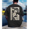 Vintage Vampire Bat Vampire Pin Up Girl Horror Comic Book Men's Back Print T-Shirt Vintage Vampire Bat Vampire Pin Up Girl Horror Comic Book Men's Back Print T-Shirt