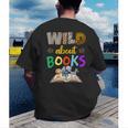 Wild About Reading Books Reader Bookworm Animals Book Lover Men's Back Print T-Shirt