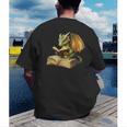 Women's Dragon Bookworm Reading Book Graphic Men's Back Print T-Shirt Women's Dragon Bookworm Reading Book Graphic Men's Back Print T-Shirt