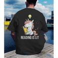 Women's Reading Is Lit Unicorn Library English Teacher Book Lover Men's Back Print T-Shirt