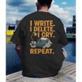 I Write Book Writer Author Book Writing Novelist Men's Back Print T-Shirt