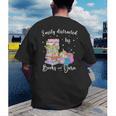 Yarn Quote Easily Distracted By Books And Yarn Reader Men's Back Print T-Shirt