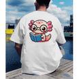 Adorable Book Lover Axolotl With Reading Glasses Cute Men's Back Print T-Shirt Adorable Book Lover Axolotl With Reading Glasses Cute Men's Back Print T-Shirt