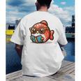 Adorable Book Lover Salmon With Reading Glasses Cute Men's Back Print T-Shirt