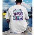 Adorable Book Lover Yeti With Reading Glasses Cute Men's Back Print T-Shirt Adorable Book Lover Yeti With Reading Glasses Cute Men's Back Print T-Shirt