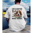 Basset Hound Dog Breed Life Is Better With Books And a For Men Women Girls Kids Men's Back Print T-Shirt