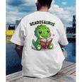 Book Lover Reading Dinosaur Readosaurus Library Men's Back Print T-Shirt