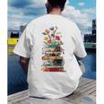 Book Stack With Flowers Reading Lover Bookish Men's Back Print T-Shirt Book Stack With Flowers Reading Lover Bookish Men's Back Print T-Shirt