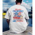 Books Fireworks And Freedom 4th Of July Book Lover Men's Back Print T-Shirt