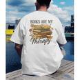 Books Are My Therapy Vintage Book Lover Daisy Art Men's Back Print T-Shirt Books Are My Therapy Vintage Book Lover Daisy Art Men's Back Print T-Shirt