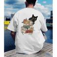 Cat And Books Flowers Reading Club Cat Lover Bookworm Men's Back Print T-Shirt Cat And Books Flowers Reading Club Cat Lover Bookworm Men's Back Print T-Shirt