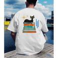Cat And Books Retro Midcentury Mid Century Aesthetic Men's Back Print T-Shirt Cat And Books Retro Midcentury Mid Century Aesthetic Men's Back Print T-Shirt