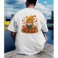 Cute Autumn Gnome Reading Pumpkin Book Lover Men's Back Print T-Shirt