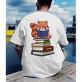 Cute Kawaii Kids Reading Books Glasses Red Panda Lover Men's Back Print T-Shirt