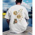 Cute Reading Cat With Kitten Dandelion Flowers Book Lover Men's Back Print T-Shirt