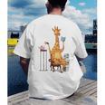 Giraffe Reading Tea Books Coffee Book Lover Graphic Men's Back Print T-Shirt Giraffe Reading Tea Books Coffee Book Lover Graphic Men's Back Print T-Shirt