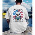 A Good Day To Read a Book Reading Eagle With American Flag Men's Back Print T-Shirt