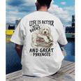 Great Pyrenees Dog Breed Life Is Better With Books And Great Men's Back Print T-Shirt Great Pyrenees Dog Breed Life Is Better With Books And Great Men's Back Print T-Shirt