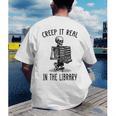 Halloween Skeleton Pun Book Lover Library Joke Men's Back Print T-Shirt