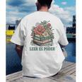 Leer ES Poder Cute Floral Spanish Teacher Book Reading Men's Back Print T-Shirt