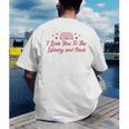I Love You To The Library And Back Book Lover Quote Men's Back Print T-Shirt
