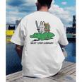 Next Stop Library Reading Book Men's Back Print T-Shirt