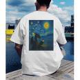 Van Gogh Starry Night Fantasy Reader Dragon Reading Book Men's Back Print T-Shirt