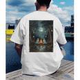 Vintage Ghost Book Reading Camping Gothic Halloween Teachers Men's Back Print T-Shirt