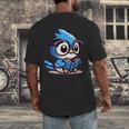 Adorable Book Lover Blue Jay With Reading Glasses Cute Men's Back Print T-Shirt Adorable Book Lover Blue Jay With Reading Glasses Cute Men's Back Print T-Shirt