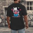 Adorable Book Lover Cow With Reading Glasses Cute Men's Back Print T-Shirt
